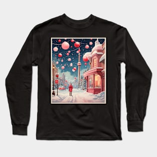 Canada Snowy Toronto Valentine's Day Travel Vintage Retro Long Sleeve T-Shirt